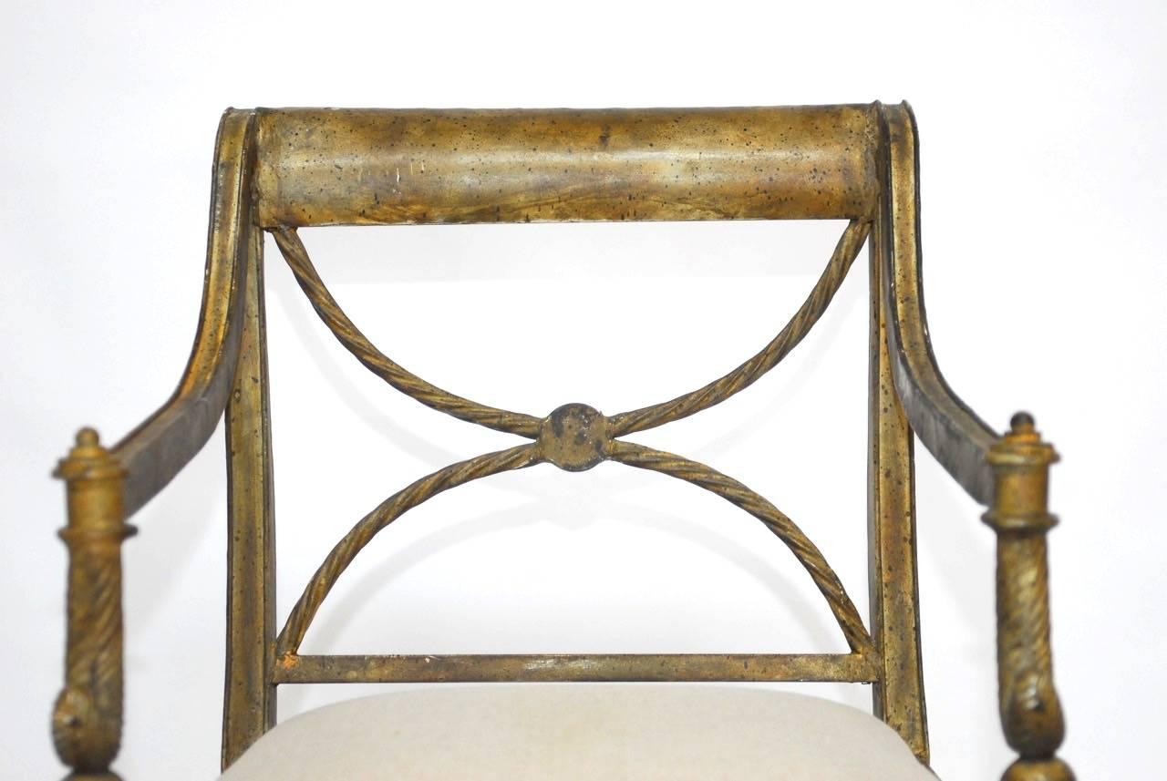 French Regency Neoclassical Metal Rope Armchair