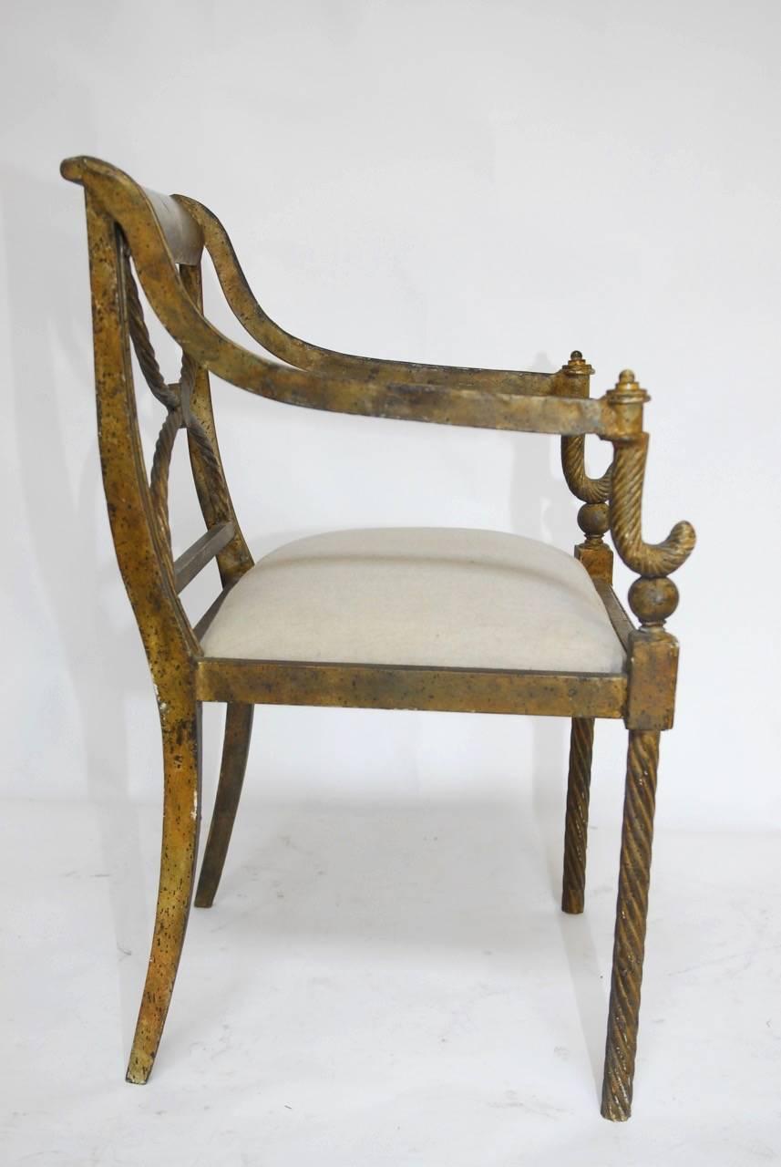 Regency Neoclassical Metal Rope Armchair 2