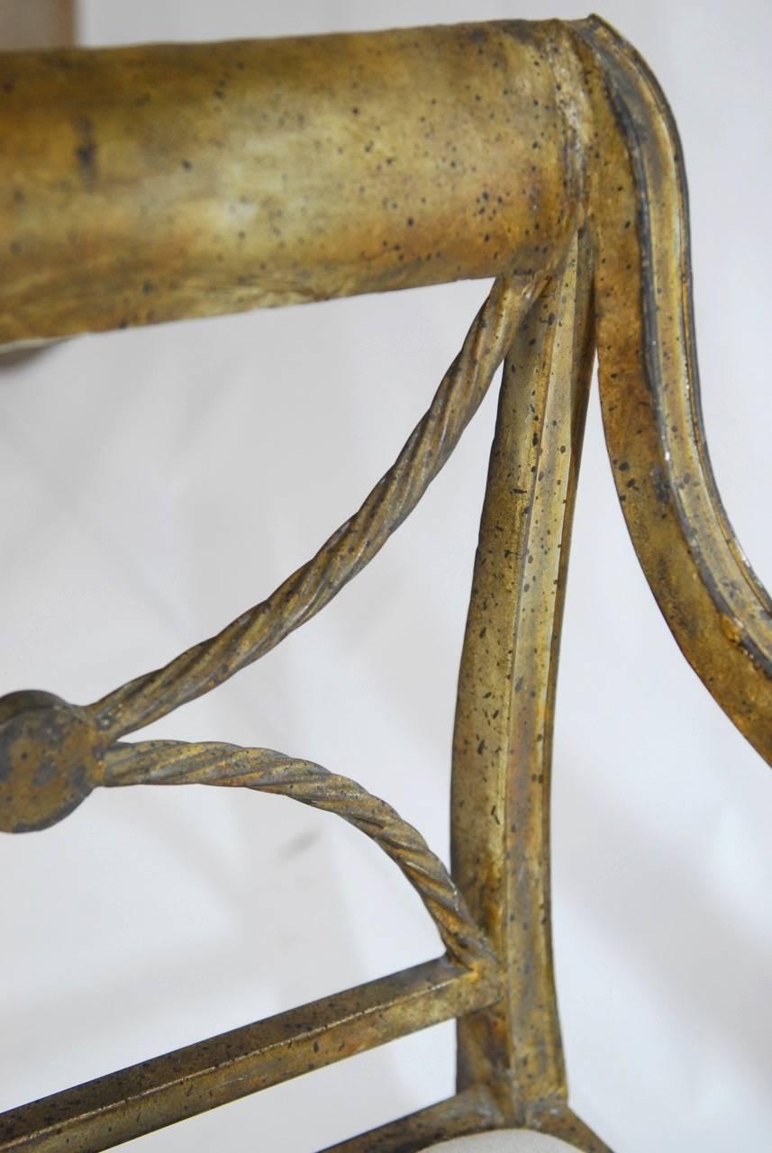 Regency Neoclassical Metal Rope Armchair 4