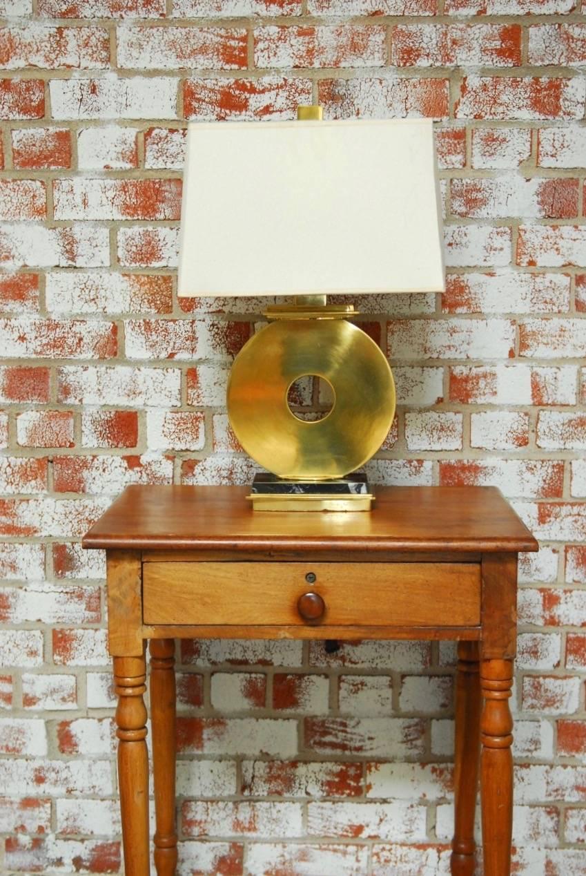 Pair of Robert Abbey Modern Brass and Marble Table Lamps 1