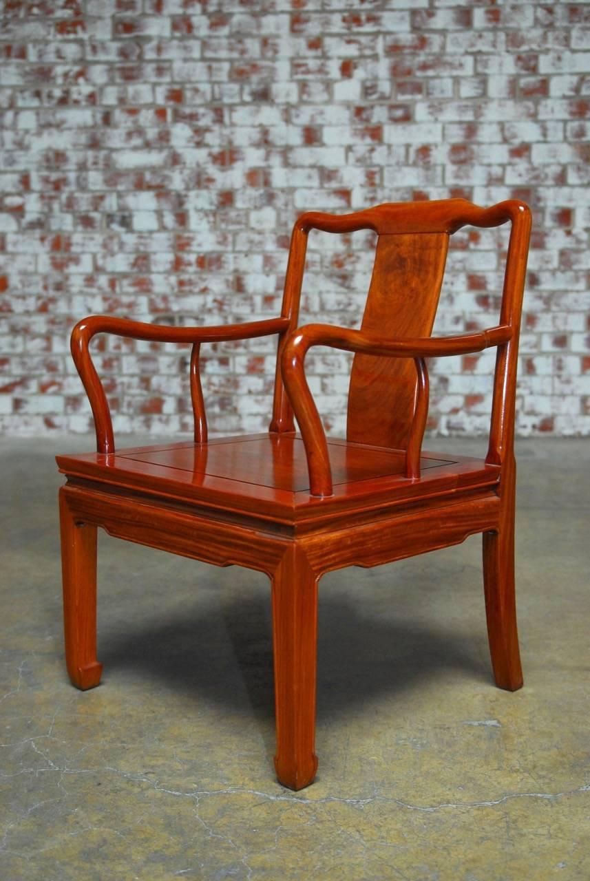Pair of Chinese Rosewood Qing Style Armchairs In Good Condition For Sale In Rio Vista, CA