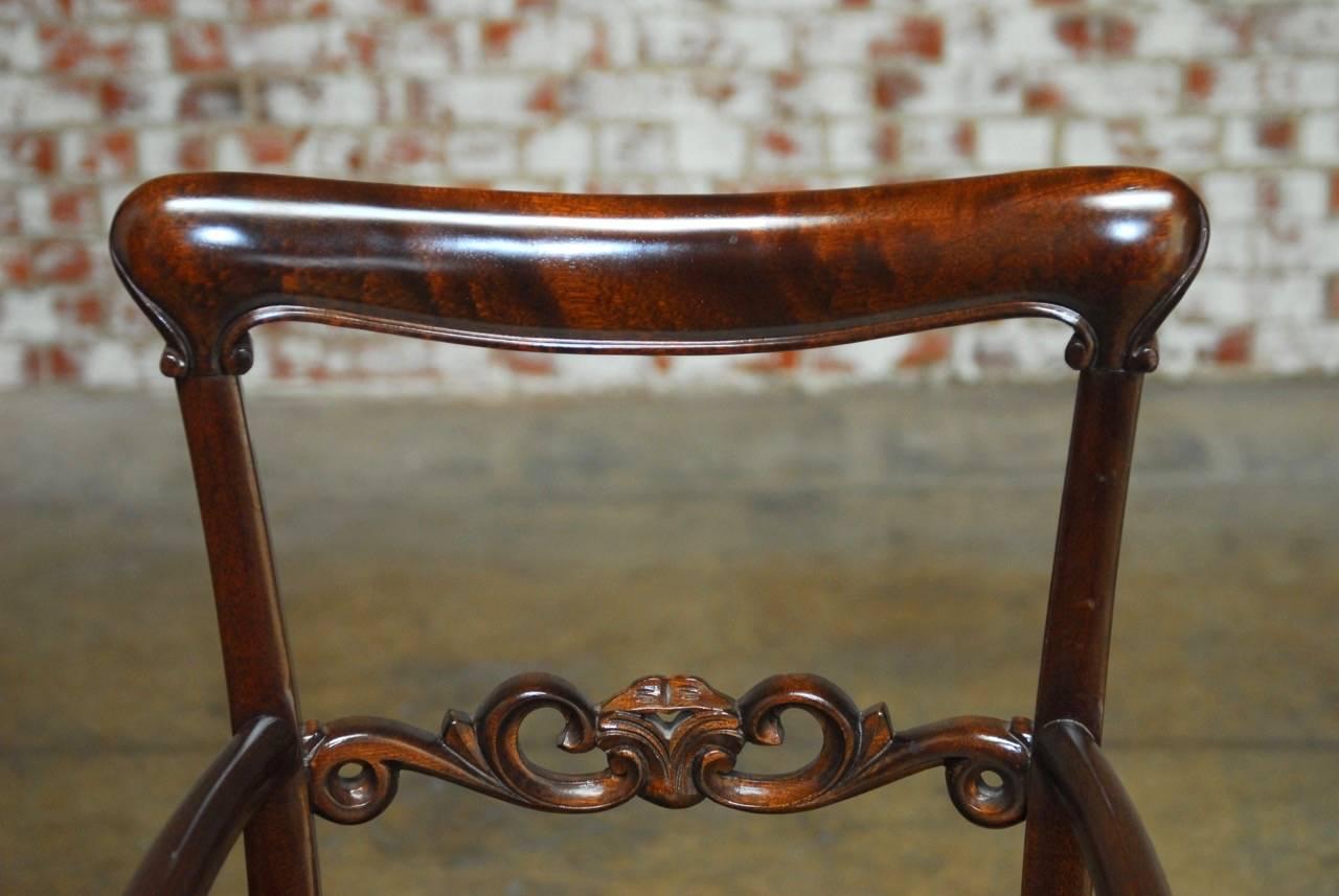 Hand-Crafted Set of Eight Regency Mahogany and Leather Dining Armchairs