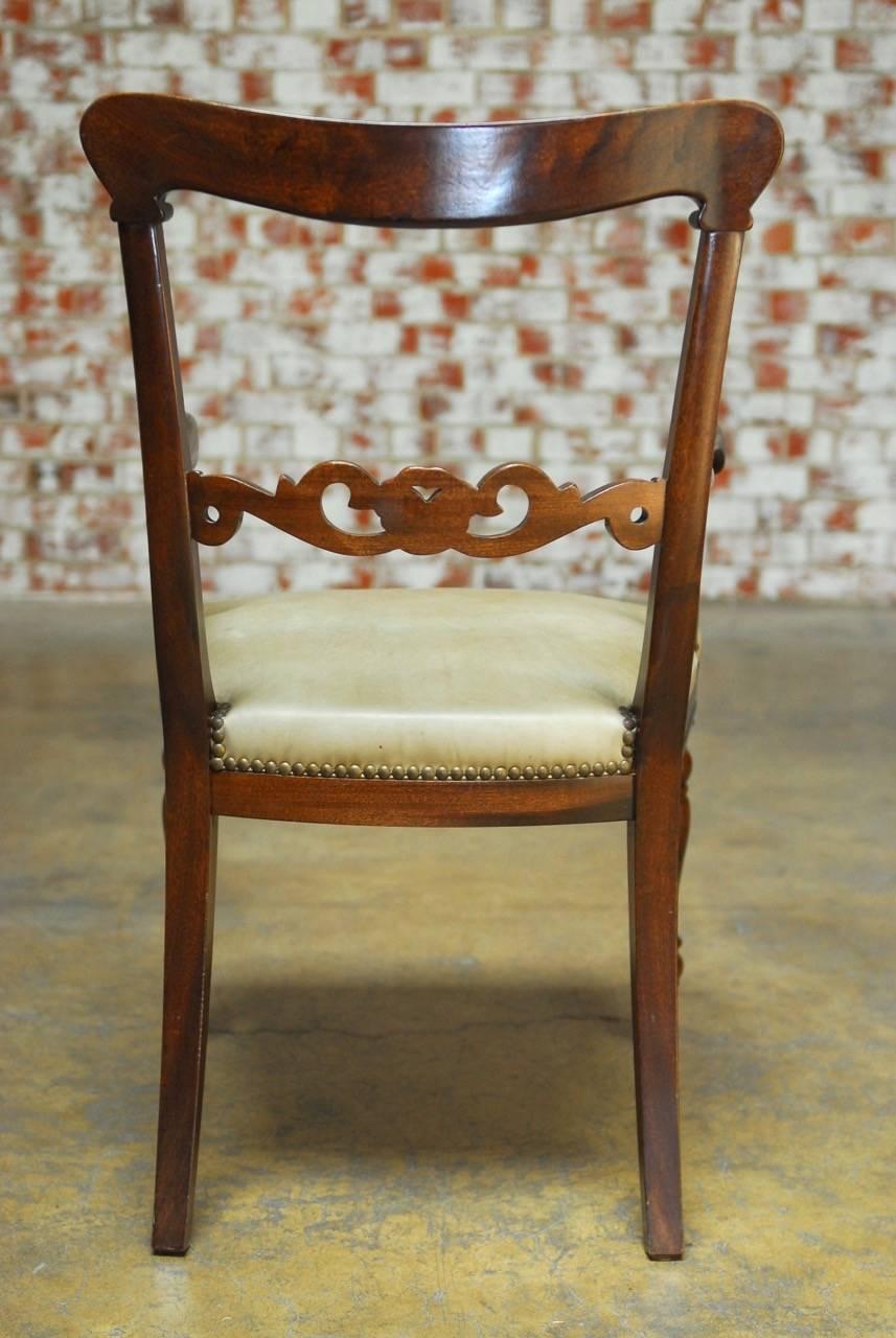 Set of Eight Regency Mahogany and Leather Dining Armchairs 3