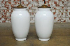 Monumental Pair of Blanc de Chine Baluster Form Table Lamps