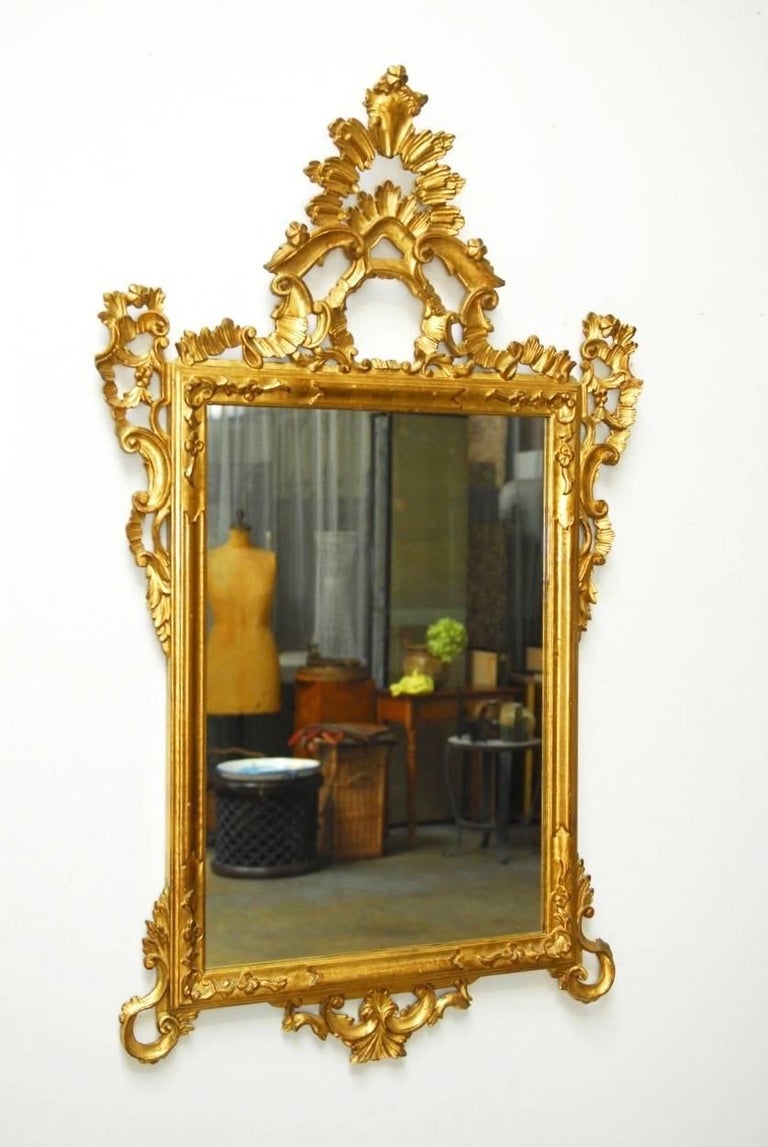 19th Century Italian Rococo Style Giltwood Mirror For Sale at 1stdibs