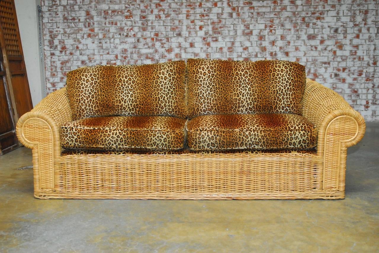Stunning Michael Taylor inspired stick wicker sofa custom-made by 
