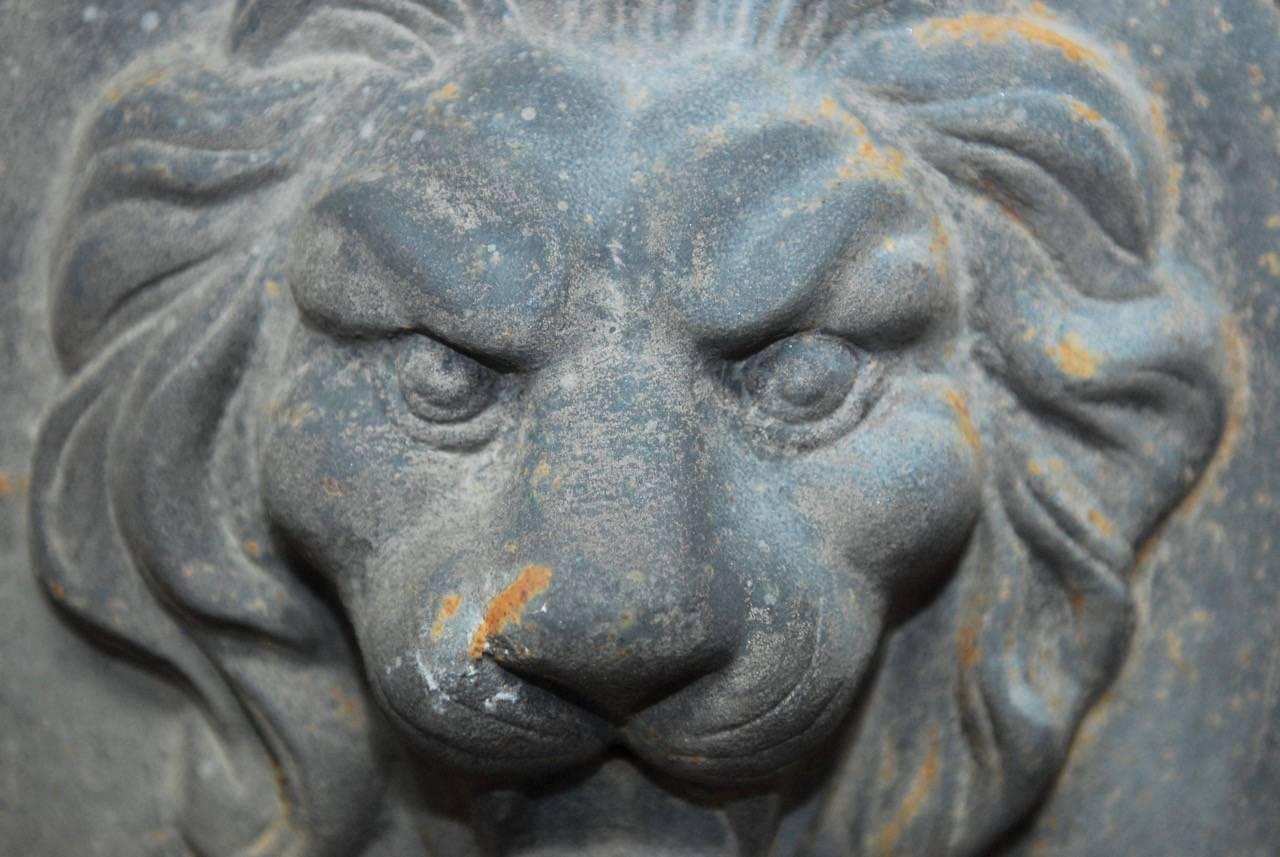 Italian Louis XVI Style Cast Iron Lion Wall Fountain