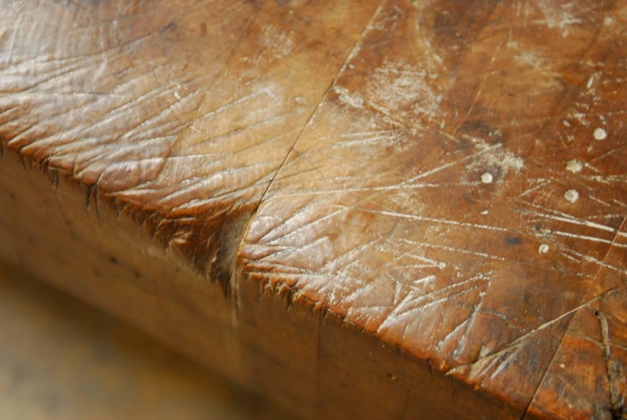 Michigan Maple Wood-Welded Tabletop Butcher Block In Distressed Condition In Rio Vista, CA