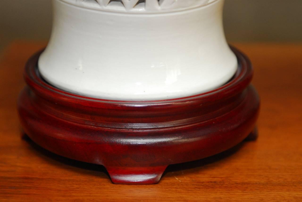 20th Century Pair of Blanc de Chine Porcelain Ginger Jar Table Lamps