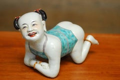 Chinese Polychrome Porcelain Girl Pillow