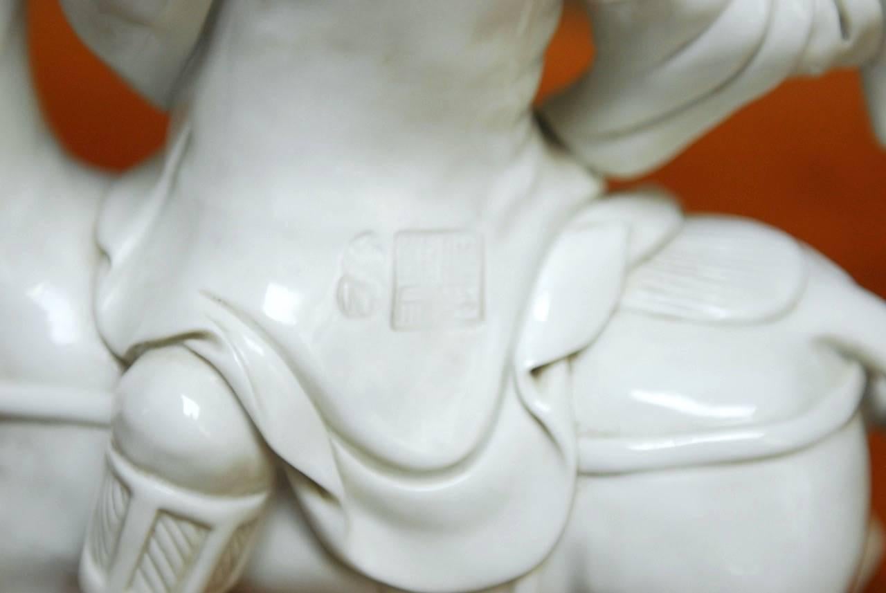 Chinese Dehua Blanc de Chine Porcelain Man on Horse 2