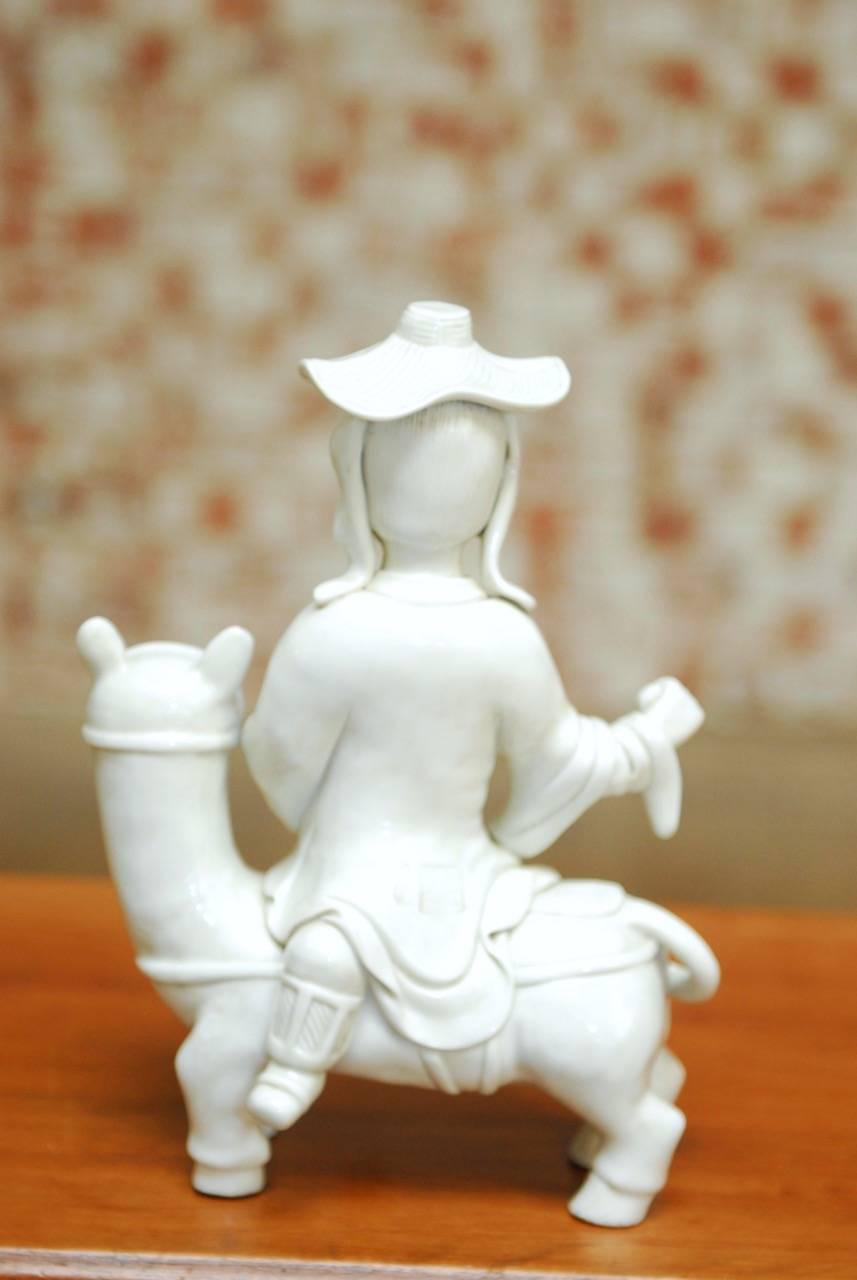 Chinese Dehua Blanc de Chine Porcelain Man on Horse 1