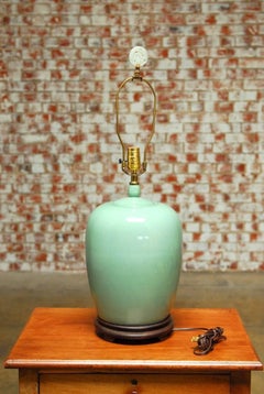 Chinese Celadon Porcelain Vase Table Lamp