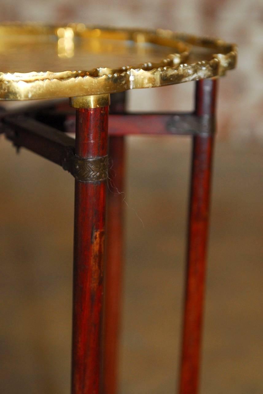 Mid-Century Modern Asian Six-Leg Folding Brass Tray Table or Drink Table