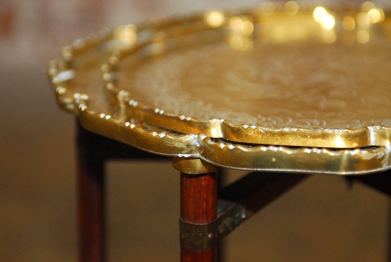 Chinese Asian Six-Leg Folding Brass Tray Table or Drink Table