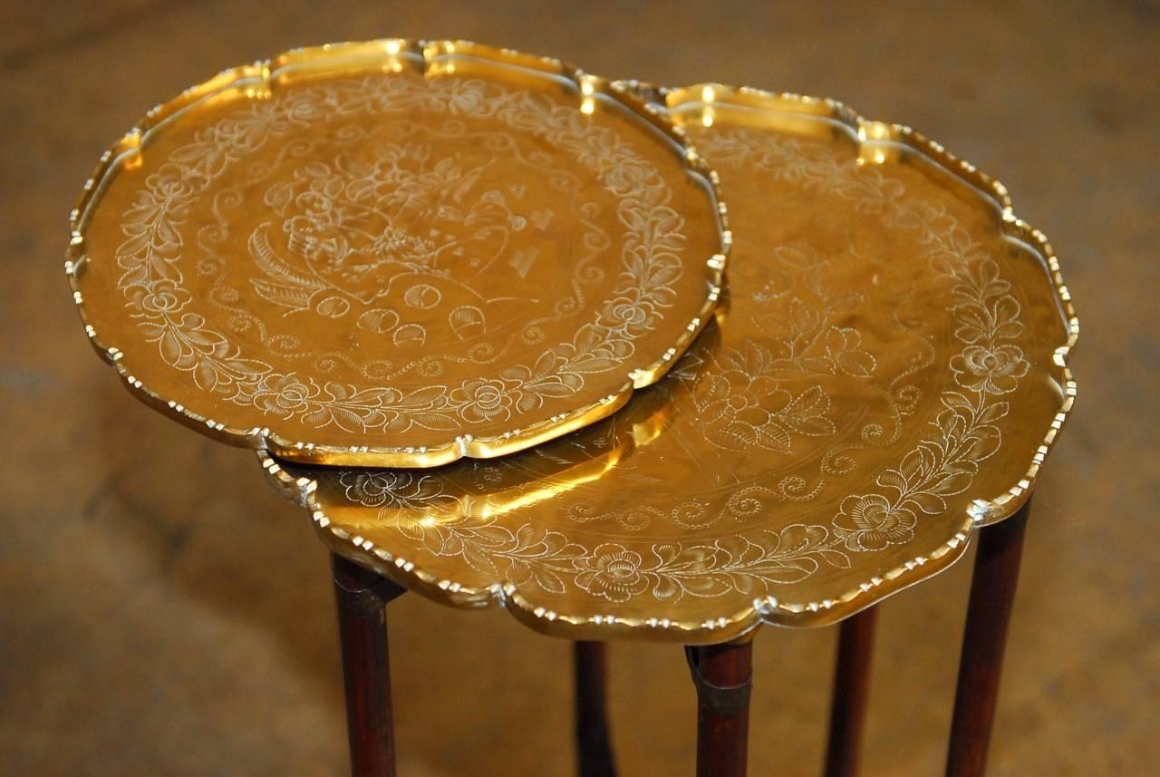 Hand-Crafted Asian Six-Leg Folding Brass Tray Table or Drink Table