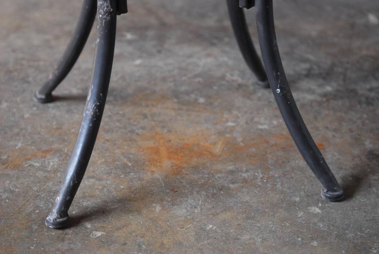 Distressed Metal Patio Bistro Table In Excellent Condition In Rio Vista, CA