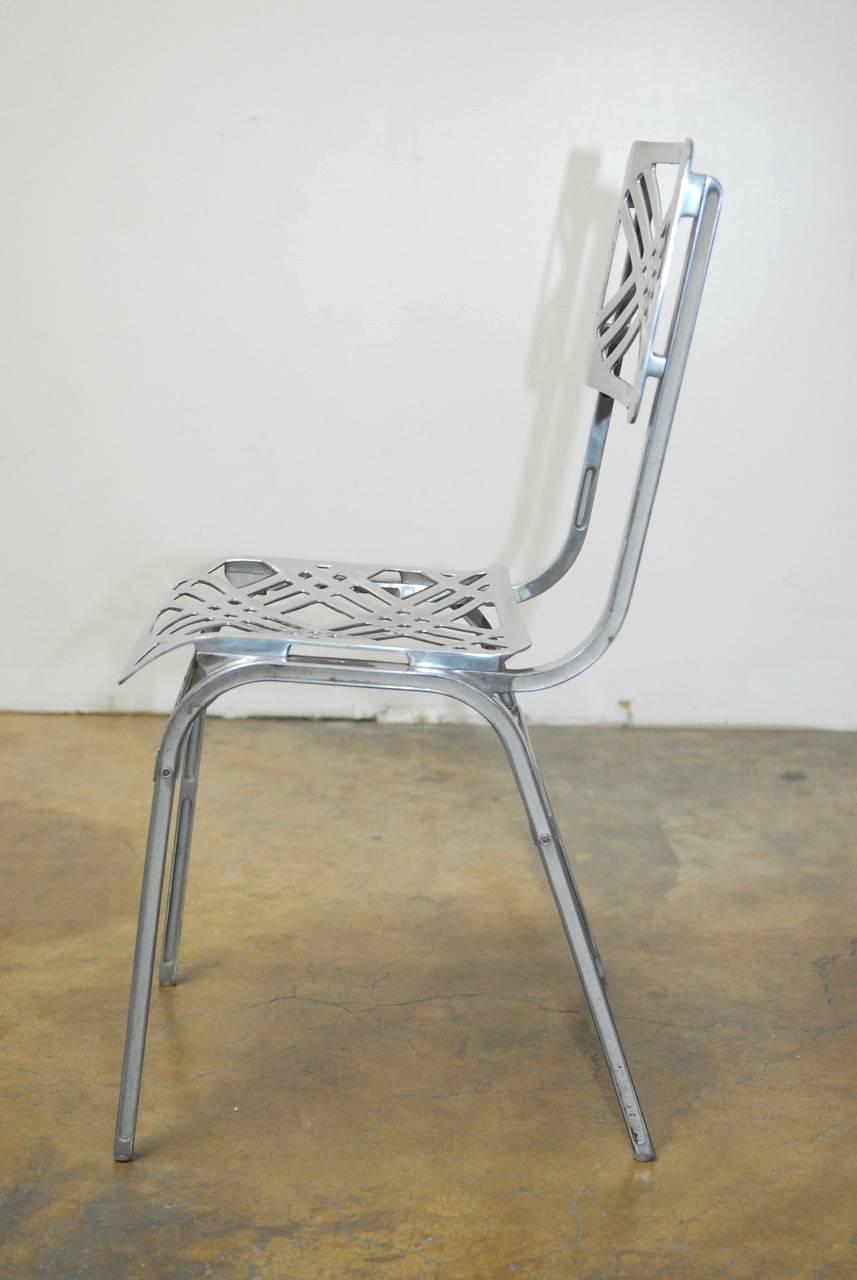 French Aluminum Eiffel Tower Chairs by Gallerie for Slavik In Good Condition In Rio Vista, CA