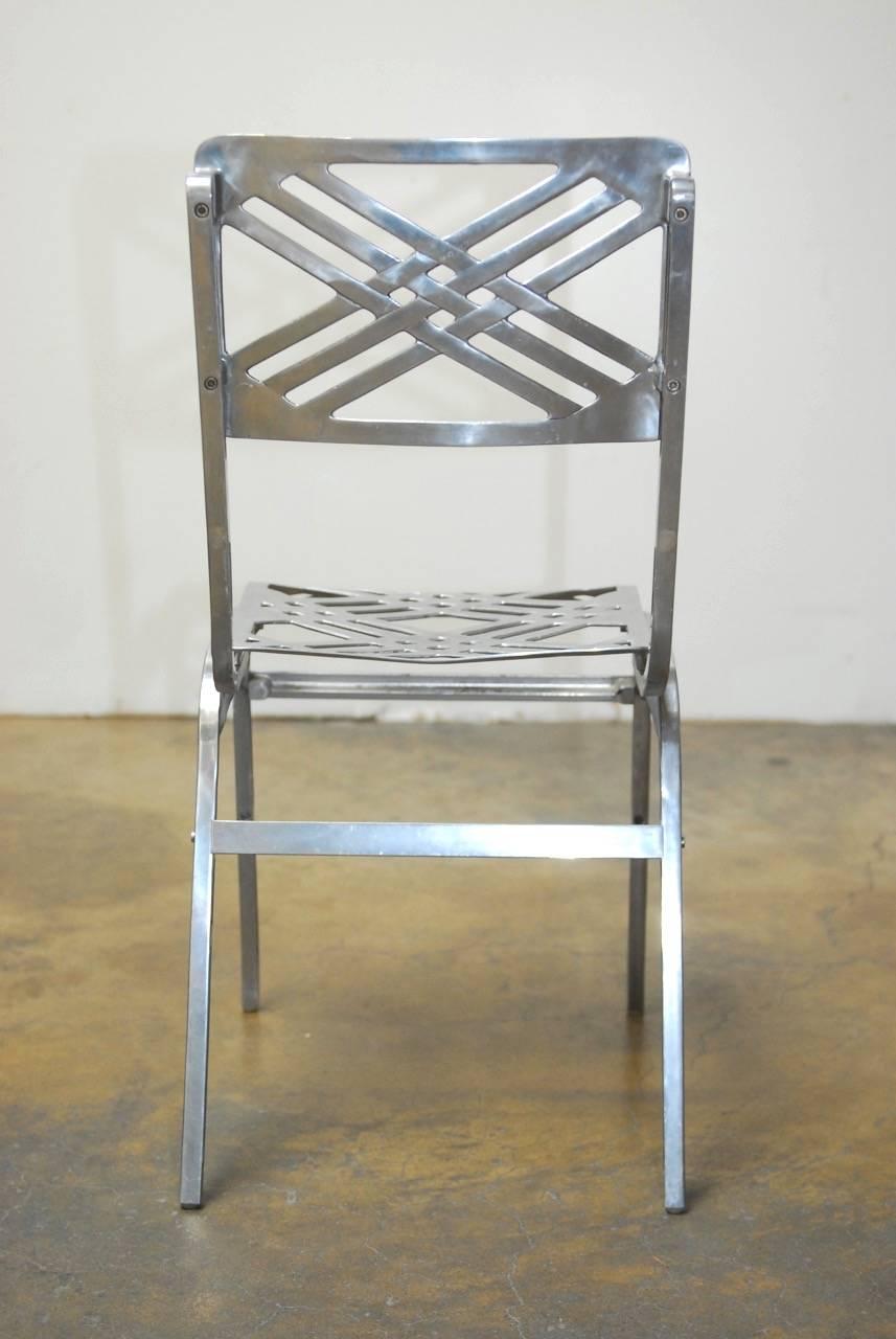 French Aluminum Eiffel Tower Chairs by Gallerie for Slavik 3