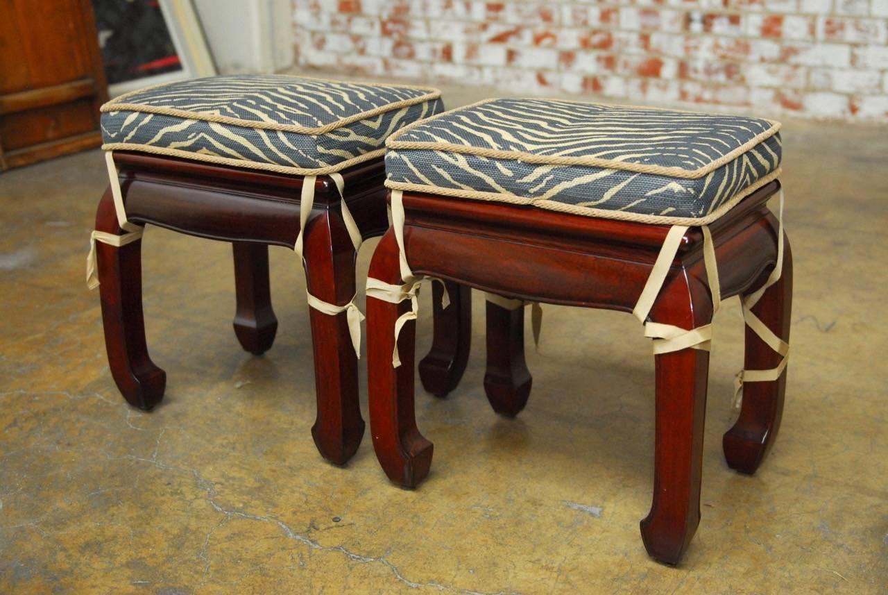 Chinese Export Pair of Chinese Rosewood Ming Style Foot Stools