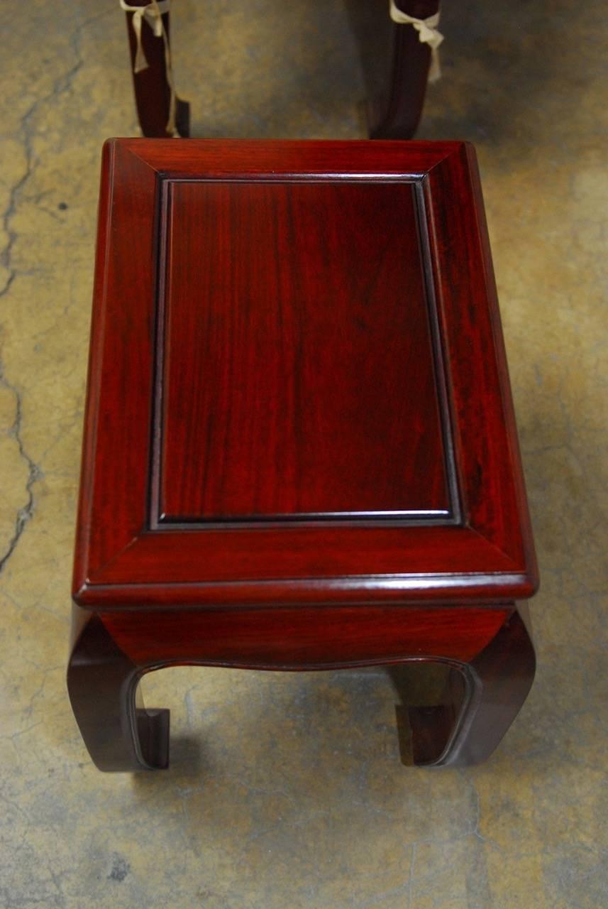 Pair of Chinese Rosewood Ming Style Foot Stools 2