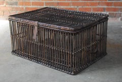 Pair of Willow and Rattan Pigeon Crate Storage Baskets