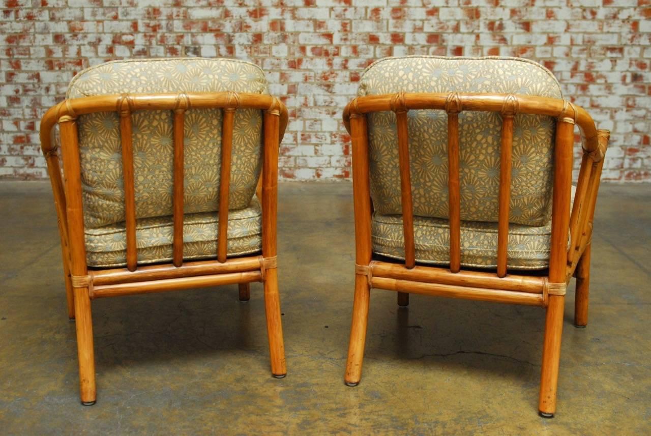 Pair of Organic Modern Bamboo Lounge Chairs by McGuire 2