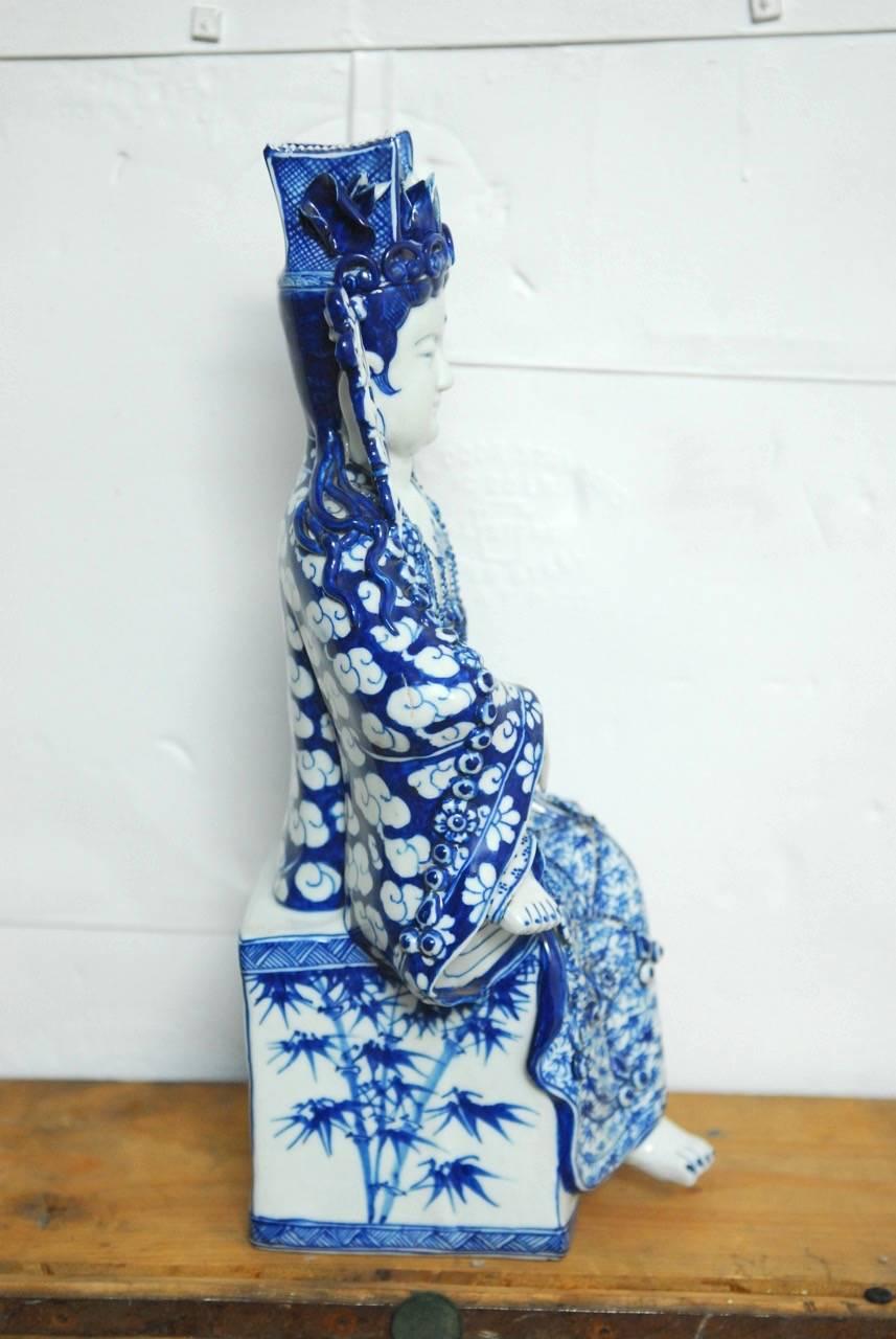 20th Century Chinese Blue and White Porcelain Guanyin from Fujian Provence