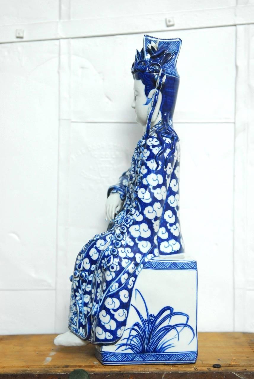 Chinese Export Chinese Blue and White Porcelain Guanyin from Fujian Provence