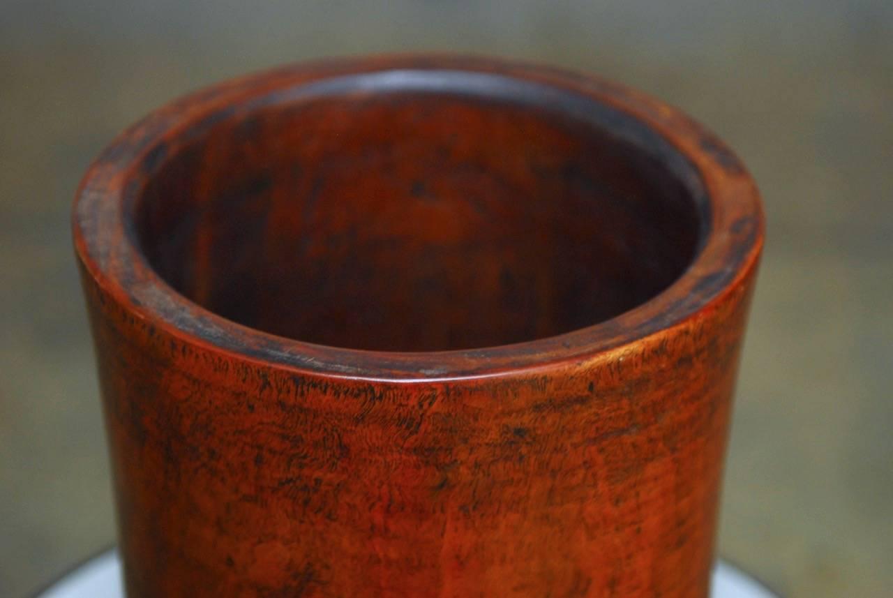 Qing 19th Century Monumental Chinese Carved Rosewood Brush Pot For Sale
