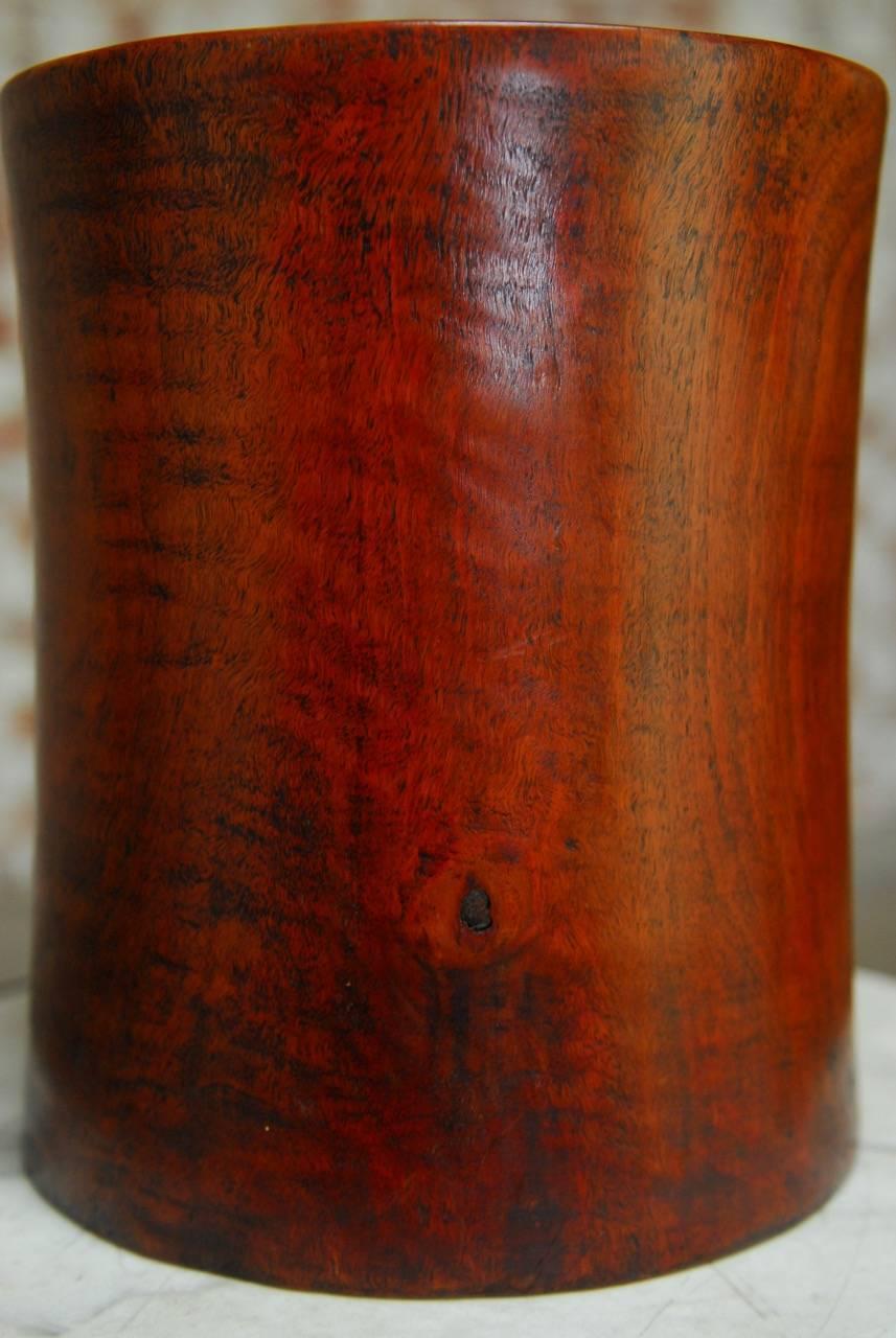 19th Century Monumental Chinese Carved Rosewood Brush Pot  For Sale 5