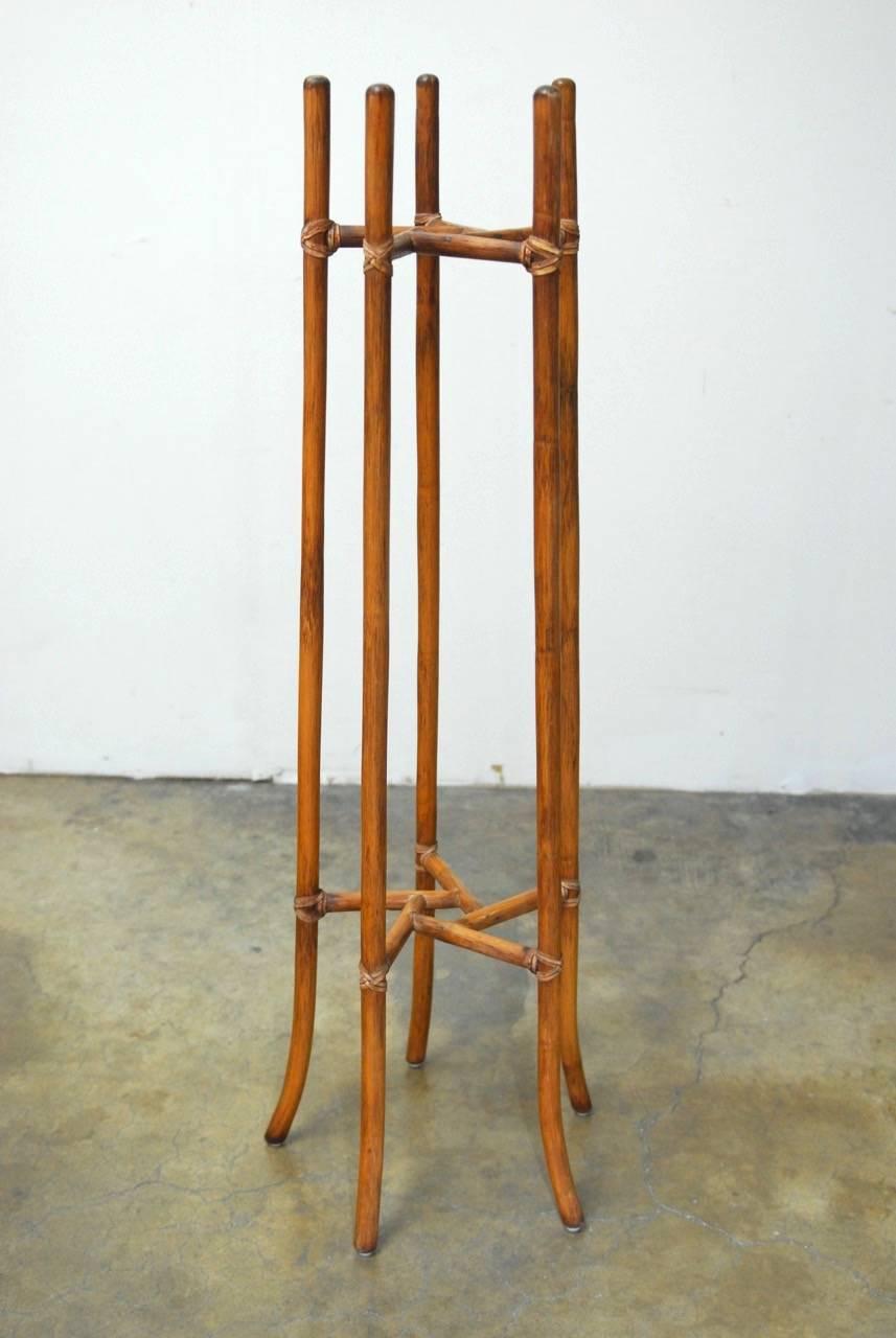 20th Century Pair of Midcentury Bamboo Rattan Plant Stands by McGuire