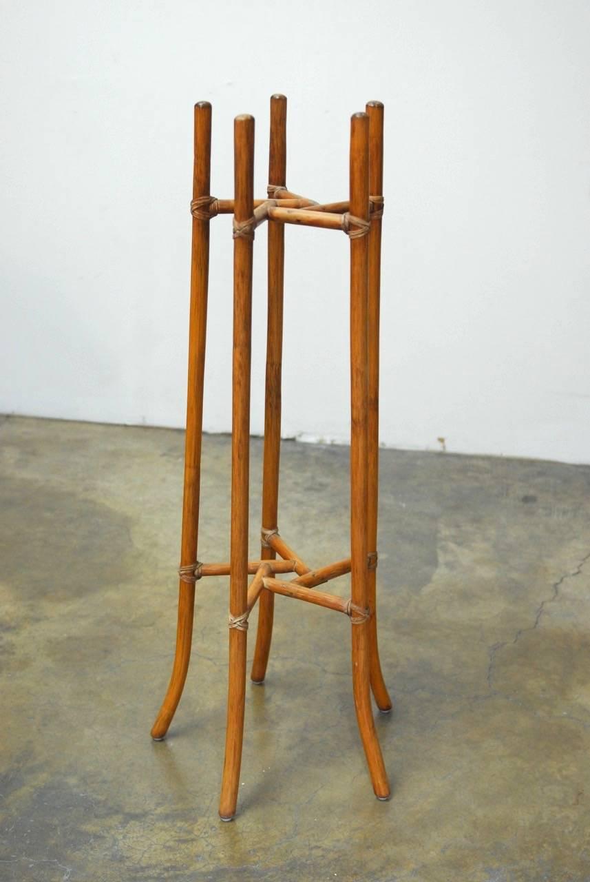American Pair of Midcentury Bamboo Rattan Plant Stands by McGuire