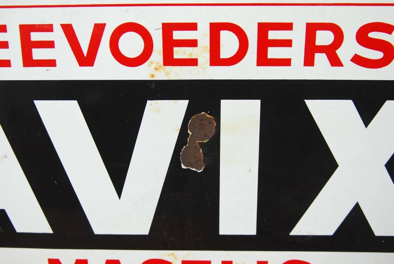 Antikes holländisches emailliertes Bauernhaus-Tierfutter-Schild aus Metall im Zustand „Starke Gebrauchsspuren“ im Angebot in Rio Vista, CA