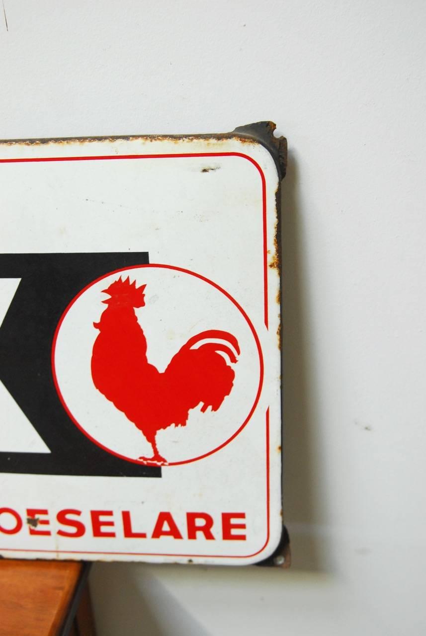 Folk Art Antique Dutch Enameled Metal Farm Animal Feed Sign For Sale