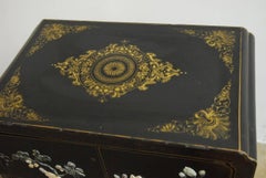 Chinese Black Lacquer Soapstone Scholar's Cabinet