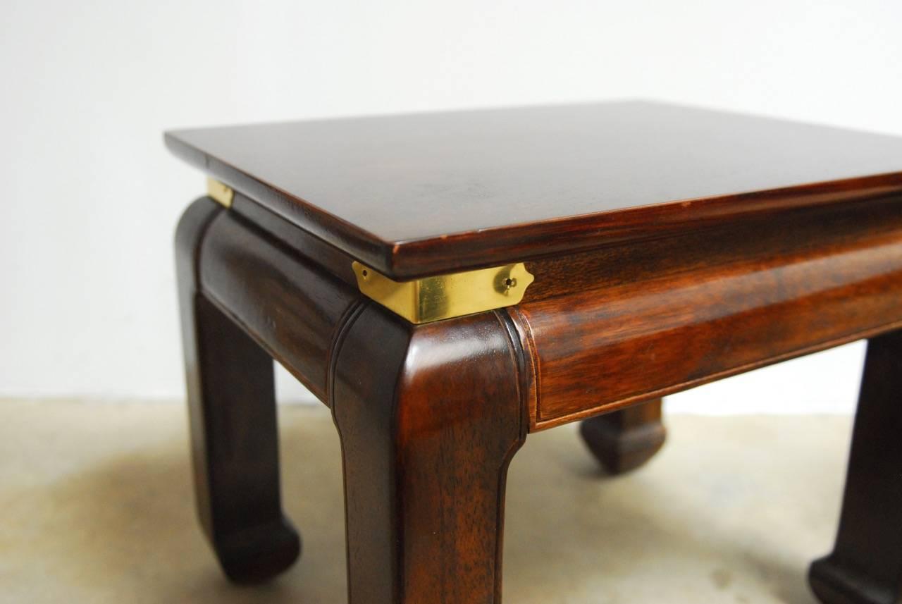 Brass Pair of Midcentury Ming Style Footstools or Drink Tables