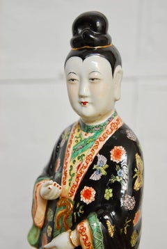 Chinese Famille Rose Enameled Porcelain Beauty Statue