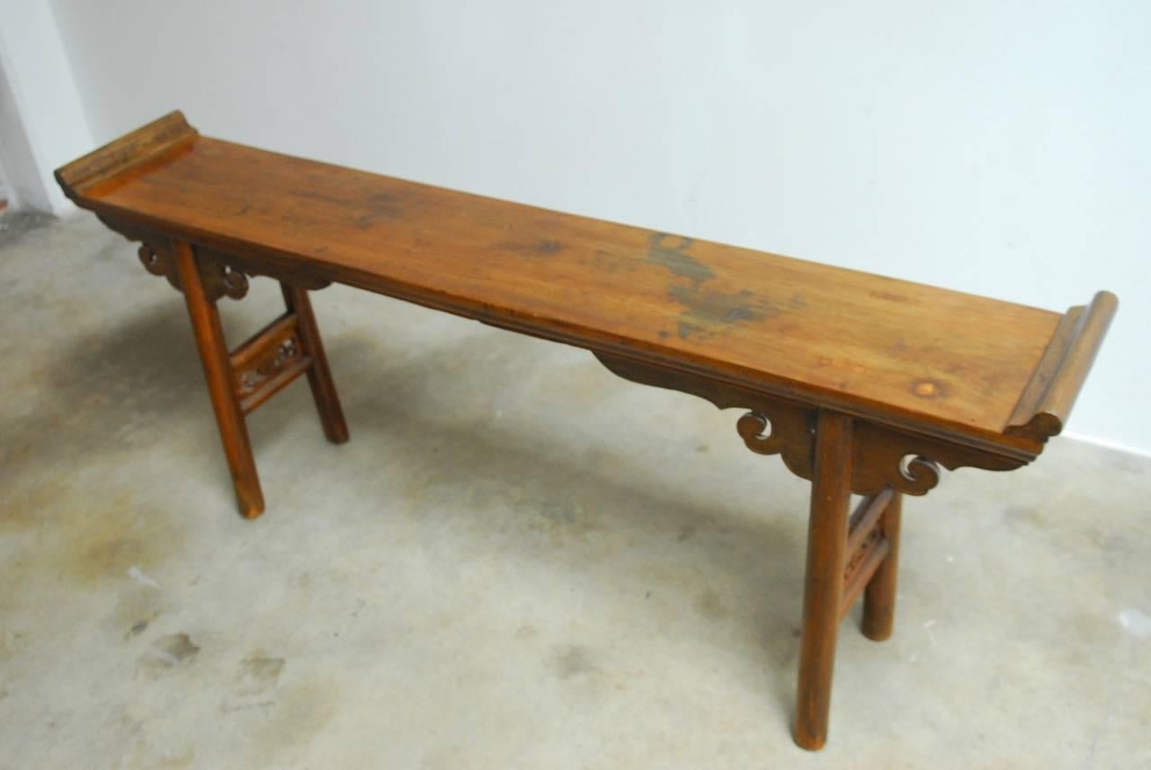 Qing 19th Century Chinese Elm Altar Table Console