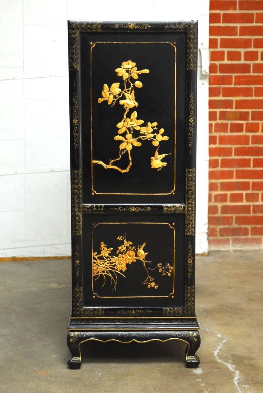 Chinese Export Gilt Lacquered Cabinet on Stand  5