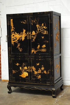 Chinese Export Gilt Lacquered Cabinet on Stand
