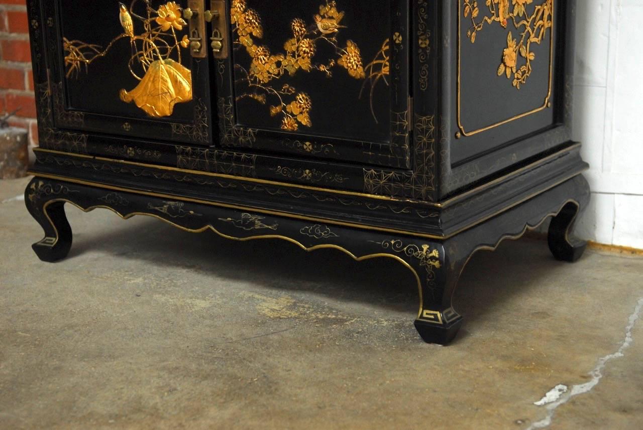 Chinese Export Gilt Lacquered Cabinet on Stand  4