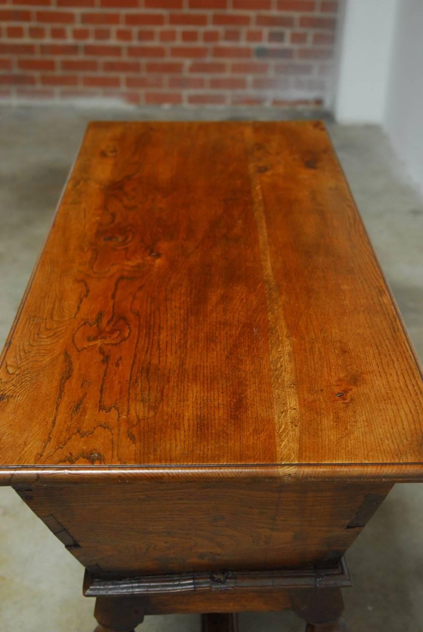 Hand-Carved 18th Century George III Oak Dough Bin Table