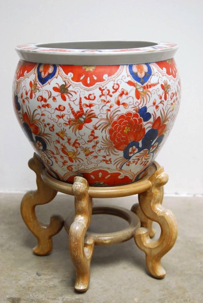 Pair of Chinese Porcelain Fish Bowls on Stands for Gumps at 1stDibs