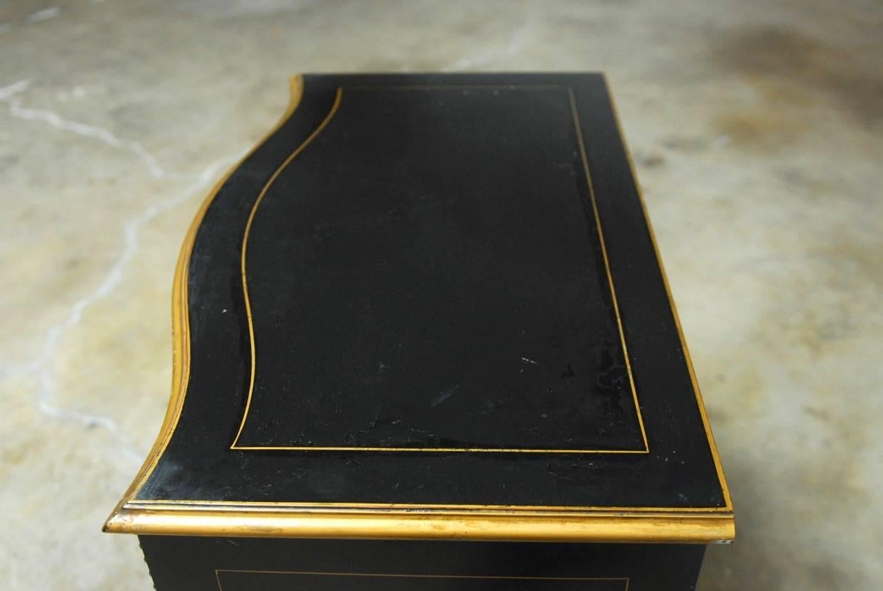Lacquered Midcentury Black Lacquer Chinoiserie Decorated Chest