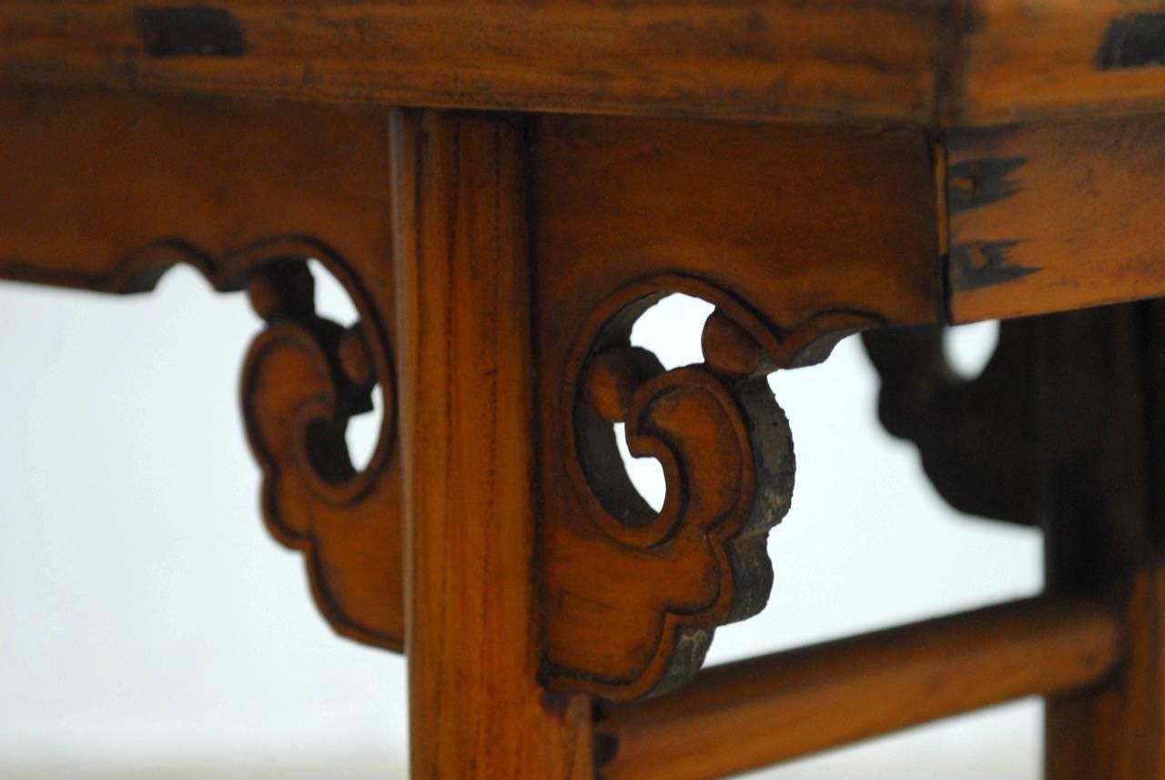 19th Century Chinese Carved Wooden Bench  1