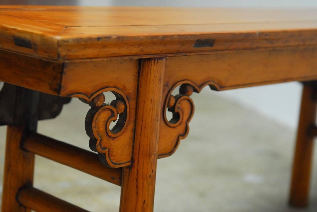 19th Century Chinese Carved Wooden Bench  3