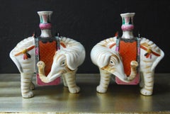 Set of Four Porcelain Elephant Candleholders by Mottahedeh