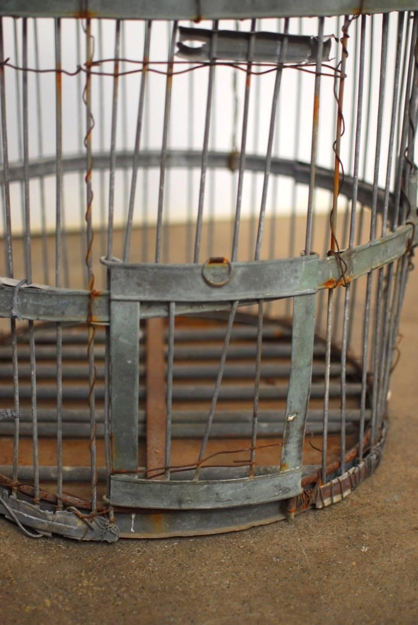 19th Century French Zinc Bird Cage  In Distressed Condition In Rio Vista, CA