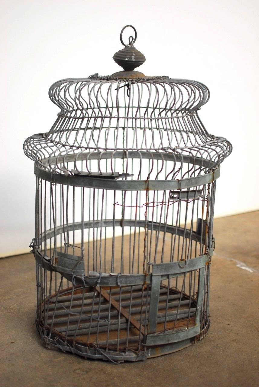 Metal 19th Century French Zinc Bird Cage 